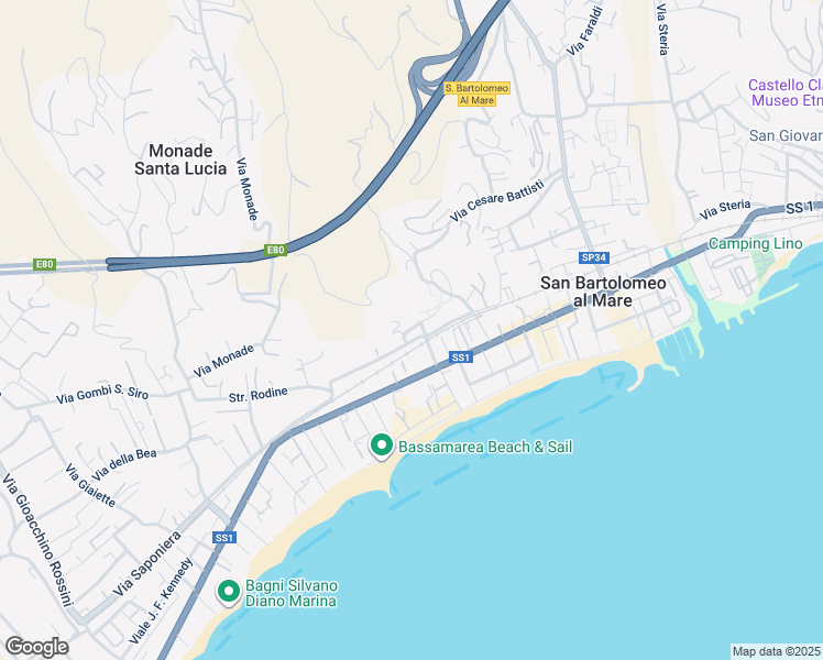map of restaurants, bars, coffee shops, grocery stores, and more near 16 Via Dottor Fedele Traversa in San Bartolomeo al Mare