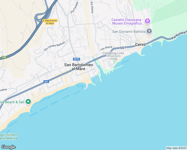 map of restaurants, bars, coffee shops, grocery stores, and more near 8 Lungomare delle Nazioni in San Bartolomeo al Mare