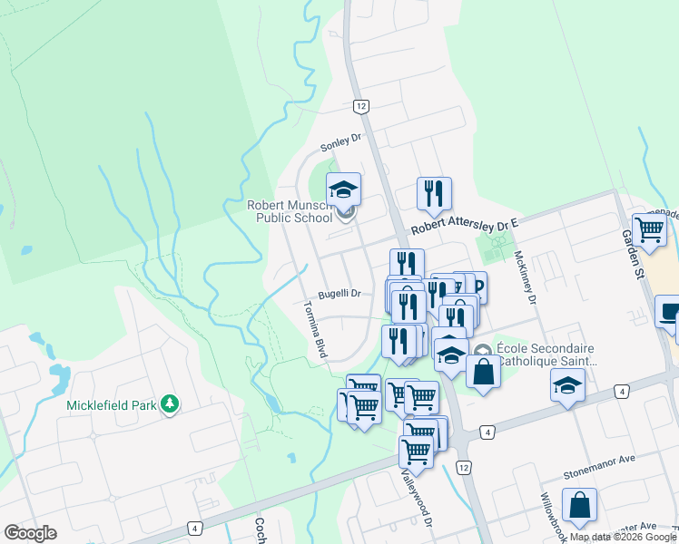 map of restaurants, bars, coffee shops, grocery stores, and more near in Whitby