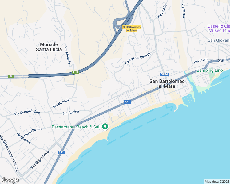map of restaurants, bars, coffee shops, grocery stores, and more near 16 Via Dott. F. Traversa in San Bartolomeo al Mare