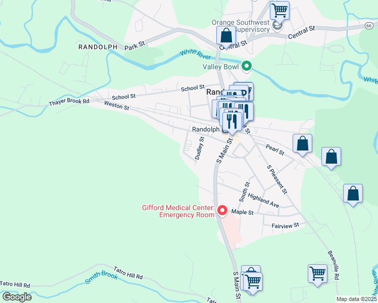 map of restaurants, bars, coffee shops, grocery stores, and more near 15 Hale Street in Randolph
