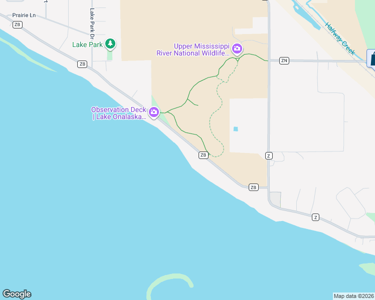 map of restaurants, bars, coffee shops, grocery stores, and more near 7633 County Road ZB in Onalaska