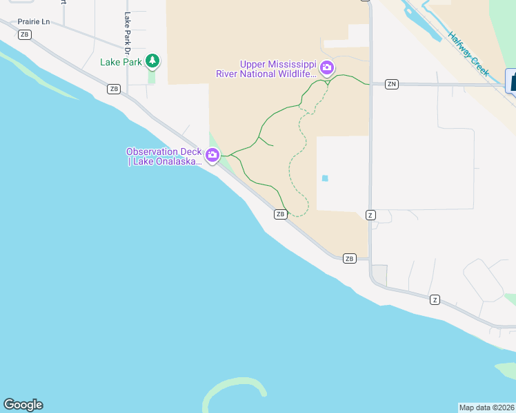 map of restaurants, bars, coffee shops, grocery stores, and more near 7633 County Road ZB in Onalaska