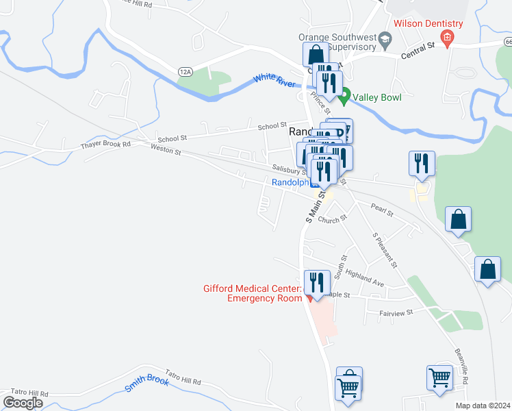 map of restaurants, bars, coffee shops, grocery stores, and more near 15 Hale Street in Randolph
