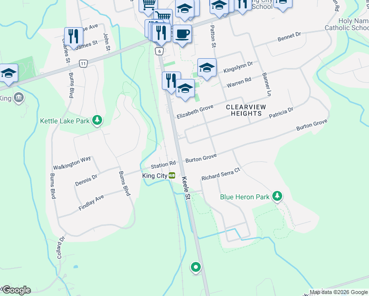 map of restaurants, bars, coffee shops, grocery stores, and more near in King City