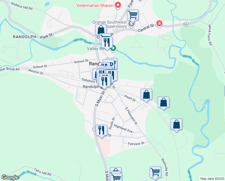 map of restaurants, bars, coffee shops, grocery stores, and more near 49 Emerson Terrace in Randolph