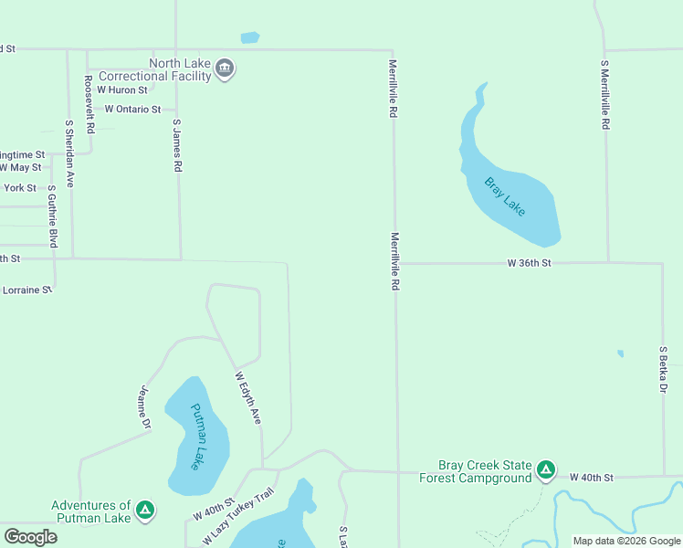 map of restaurants, bars, coffee shops, grocery stores, and more near South Putnam Lake Drive in Baldwin