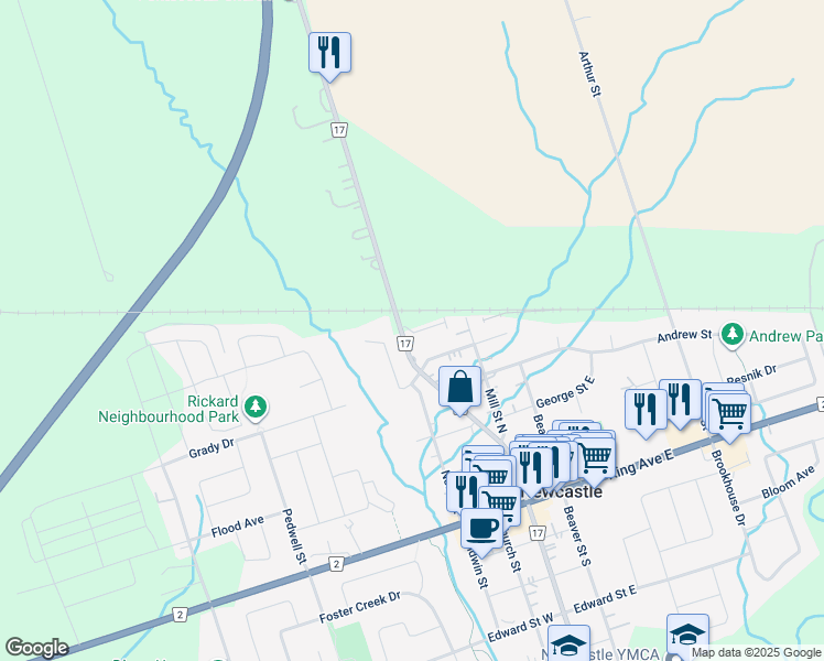 map of restaurants, bars, coffee shops, grocery stores, and more near 21 Remi Court in Newcastle