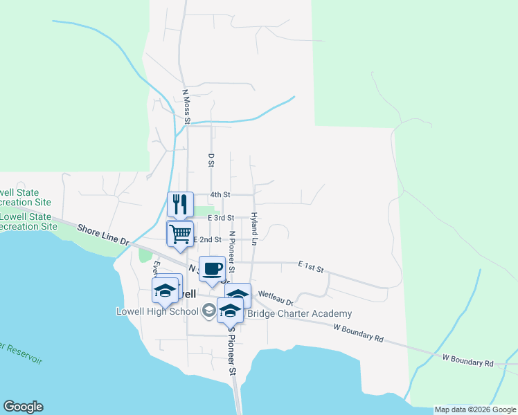map of restaurants, bars, coffee shops, grocery stores, and more near 275 4th Street in Lowell