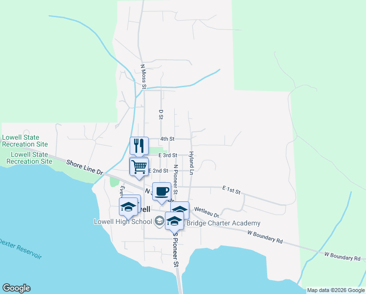 map of restaurants, bars, coffee shops, grocery stores, and more near 275 4th Street in Lowell