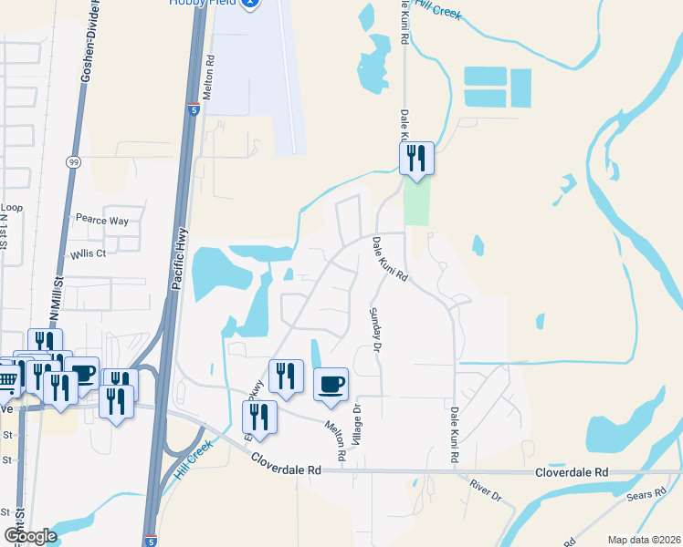 map of restaurants, bars, coffee shops, grocery stores, and more near 569 Emerald Parkway in Creswell