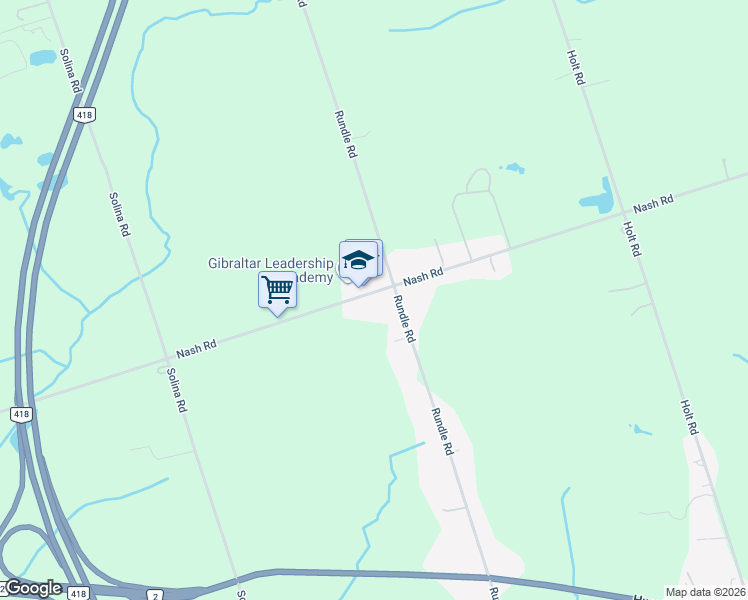 map of restaurants, bars, coffee shops, grocery stores, and more near 2045 Nash Road in Bowmanville