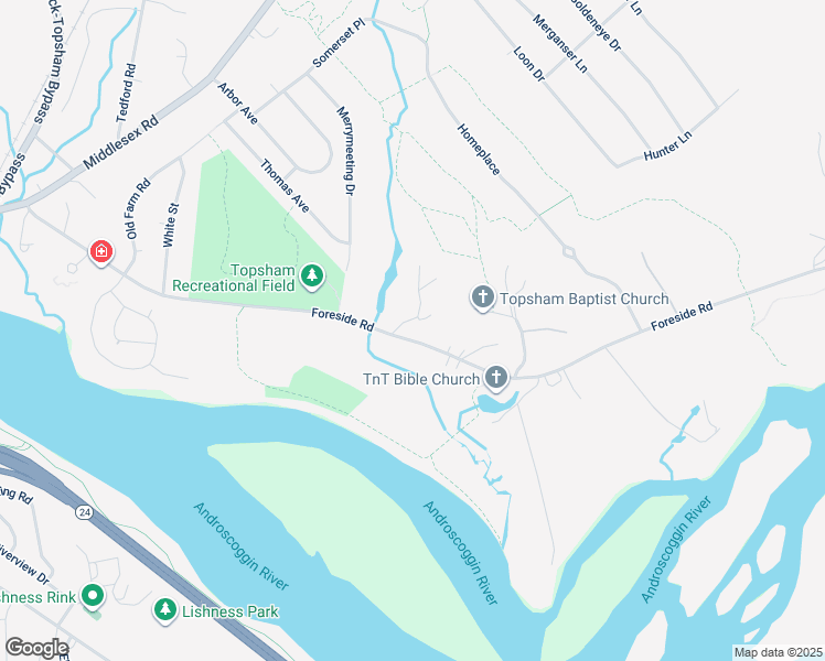 map of restaurants, bars, coffee shops, grocery stores, and more near 9 Lady Slipper Lane in Topsham