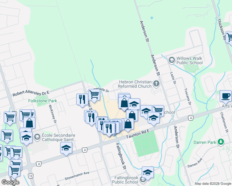 map of restaurants, bars, coffee shops, grocery stores, and more near 3 Sandgate Street in Whitby