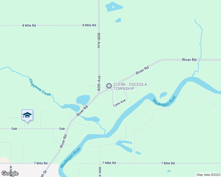 map of restaurants, bars, coffee shops, grocery stores, and more near 7794 Lynn Drive in Evart