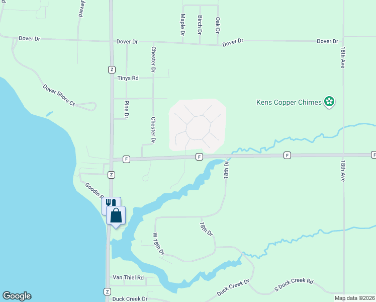 map of restaurants, bars, coffee shops, grocery stores, and more near 1868 County Highway F in Friendship
