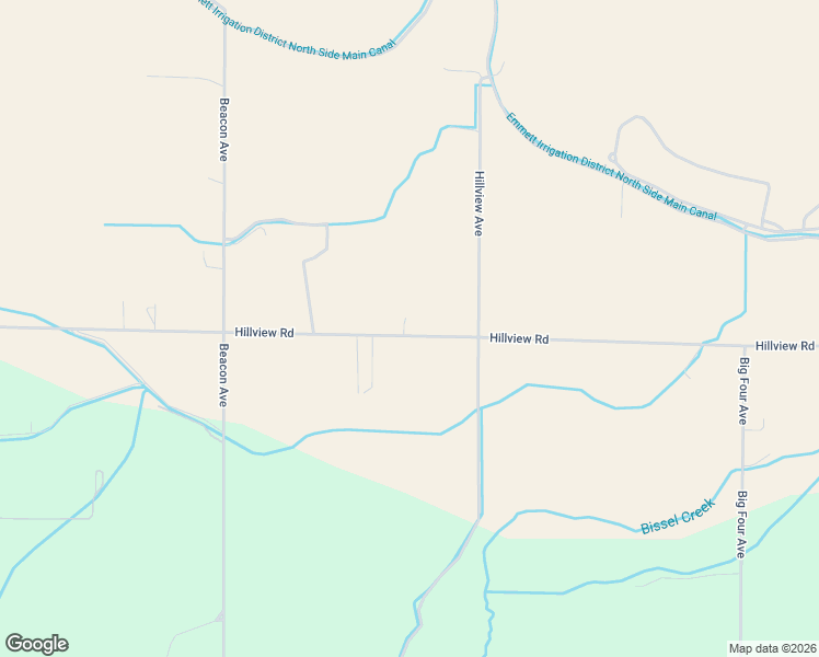 map of restaurants, bars, coffee shops, grocery stores, and more near 5750 Hillview Road in Emmett