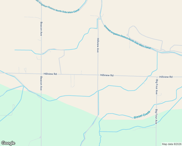 map of restaurants, bars, coffee shops, grocery stores, and more near 5750 Hillview Road in Emmett