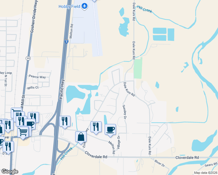 map of restaurants, bars, coffee shops, grocery stores, and more near 569 Emerald Parkway in Creswell