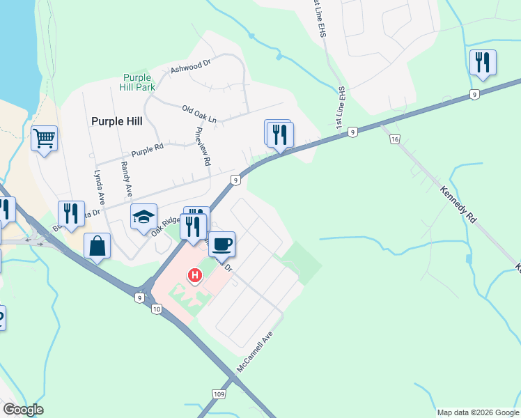 map of restaurants, bars, coffee shops, grocery stores, and more near 202 Howard Crescent in Orangeville