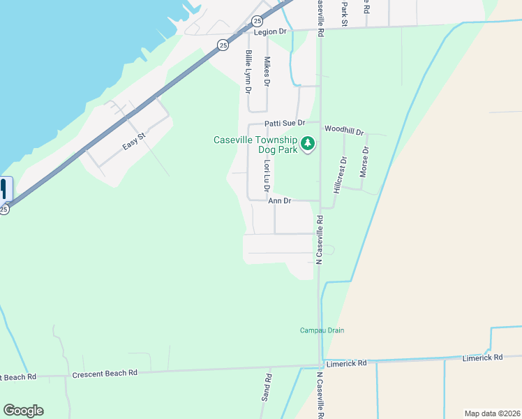 map of restaurants, bars, coffee shops, grocery stores, and more near 4744 Georgina Lane in Caseville