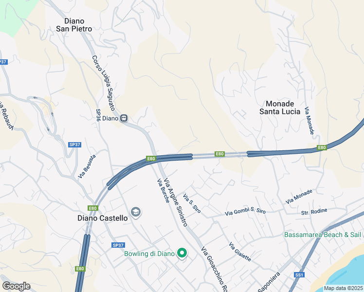 map of restaurants, bars, coffee shops, grocery stores, and more near Regione Chioso in Provincia di Imperia