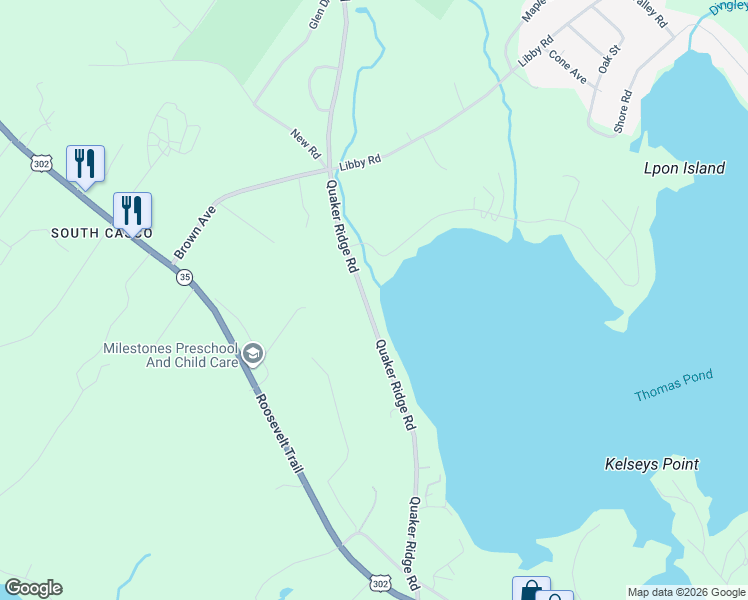 map of restaurants, bars, coffee shops, grocery stores, and more near 836 Quaker Ridge Rd in Casco