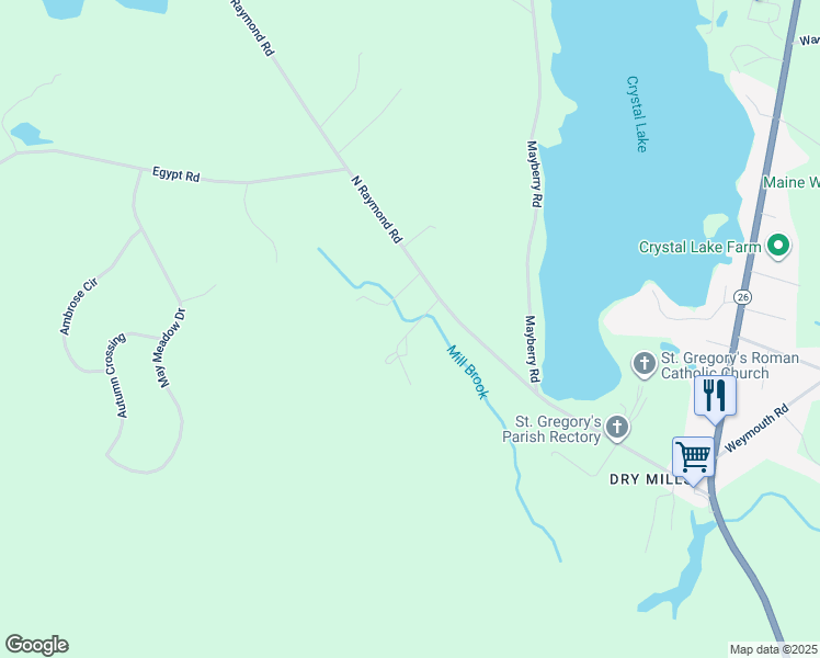 map of restaurants, bars, coffee shops, grocery stores, and more near 16 Chelsey Lane in Gray