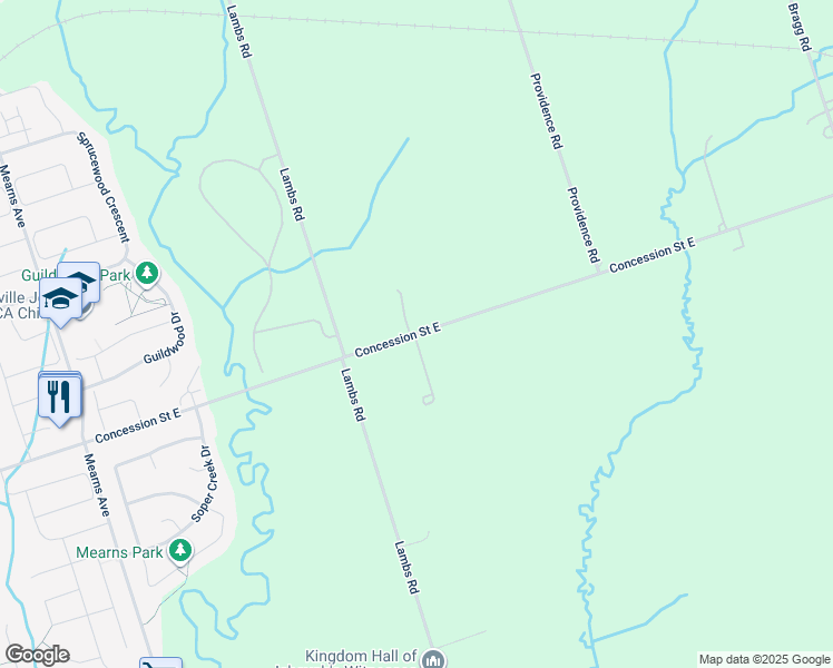 map of restaurants, bars, coffee shops, grocery stores, and more near 2876 Concession Street East in Clarington