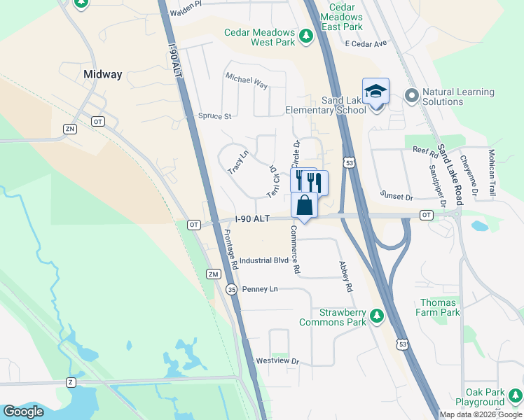 map of restaurants, bars, coffee shops, grocery stores, and more near W6846 County Road OT in Onalaska