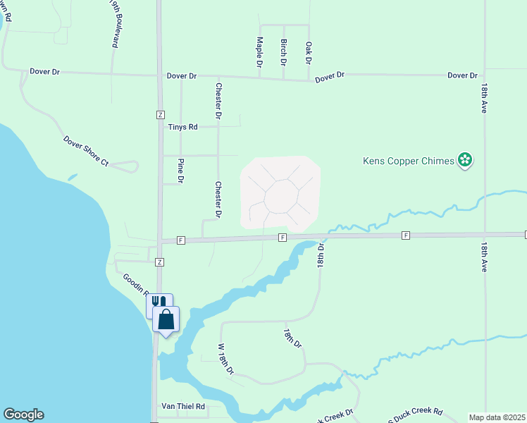 map of restaurants, bars, coffee shops, grocery stores, and more near 1868 County Highway F in Friendship