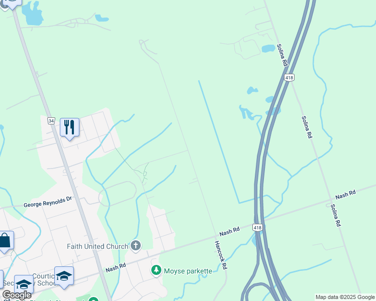 map of restaurants, bars, coffee shops, grocery stores, and more near 3518 Hancock Road in Bowmanville