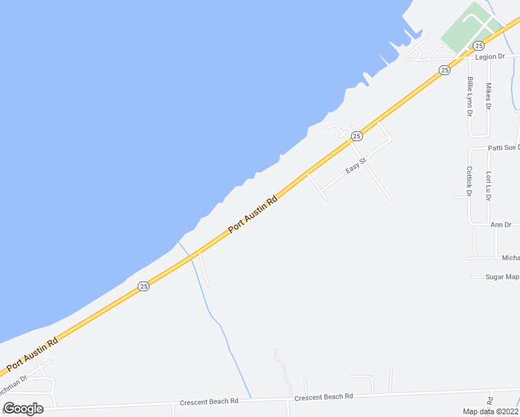 map of restaurants, bars, coffee shops, grocery stores, and more near 7492 Port Austin Road in Caseville