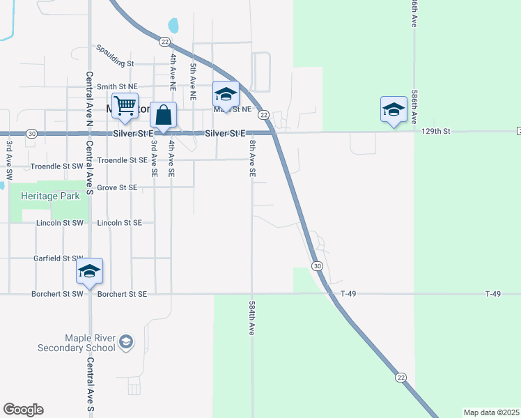 map of restaurants, bars, coffee shops, grocery stores, and more near 101 Brian Court in Mapleton
