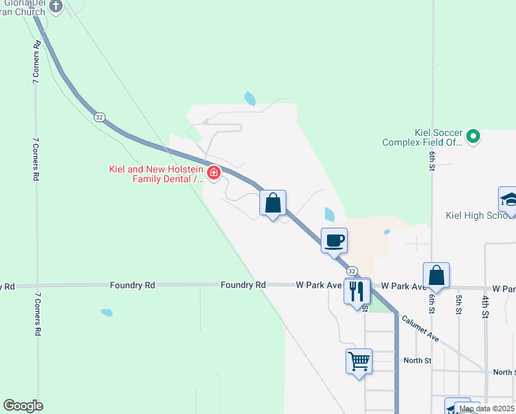 map of restaurants, bars, coffee shops, grocery stores, and more near 1226 Teckla Place in Kiel