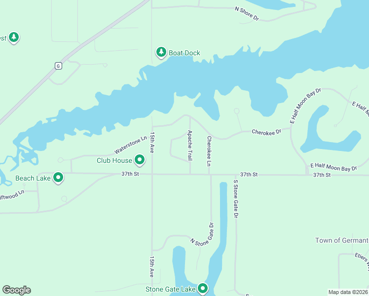 map of restaurants, bars, coffee shops, grocery stores, and more near N7749 Apache Lane in New Lisbon