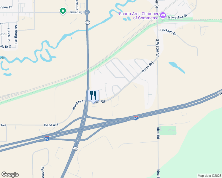 map of restaurants, bars, coffee shops, grocery stores, and more near 1517 Catherine Street in Sparta