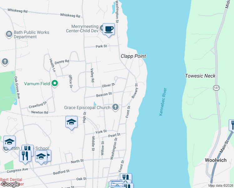 map of restaurants, bars, coffee shops, grocery stores, and more near 1 Edward Street in Bath