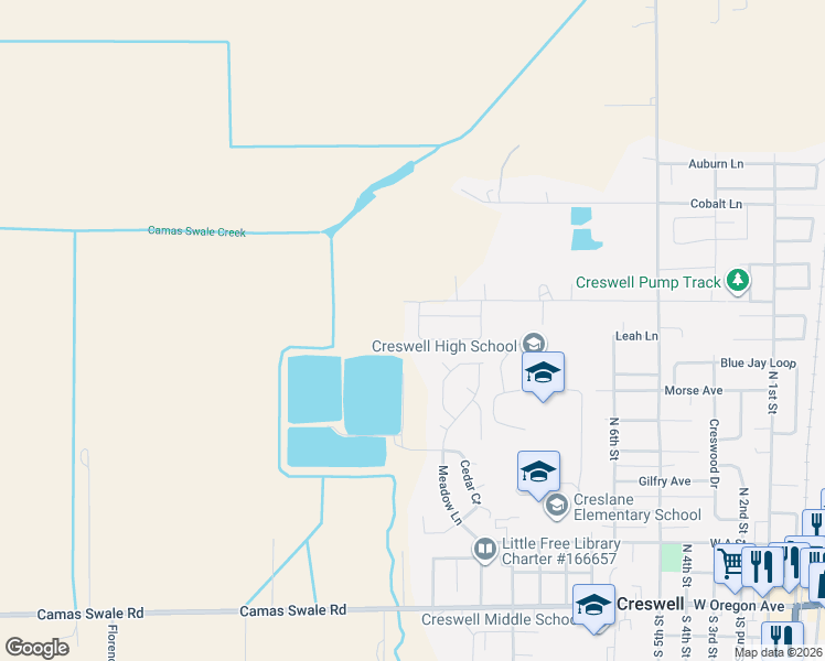 map of restaurants, bars, coffee shops, grocery stores, and more near 1165 Swale Ridge Loop in Creswell