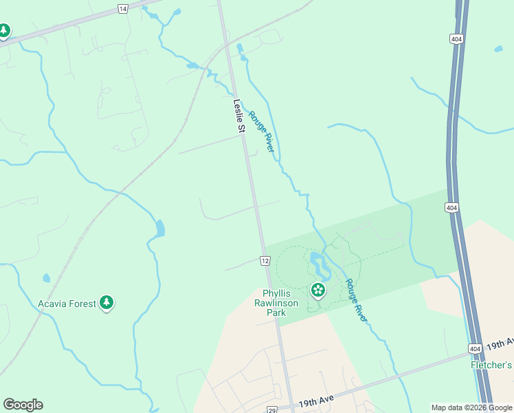 map of restaurants, bars, coffee shops, grocery stores, and more near 11825 Leslie Street in Richmond Hill
