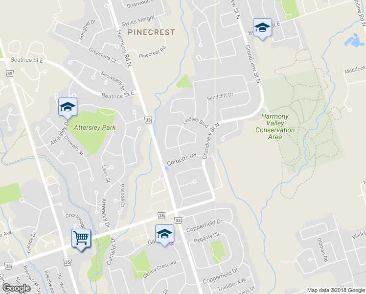 map of restaurants, bars, coffee shops, grocery stores, and more near 960 Sproule Crescent in Oshawa