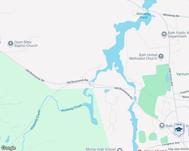 map of restaurants, bars, coffee shops, grocery stores, and more near 15 Creekside Lane in Bath