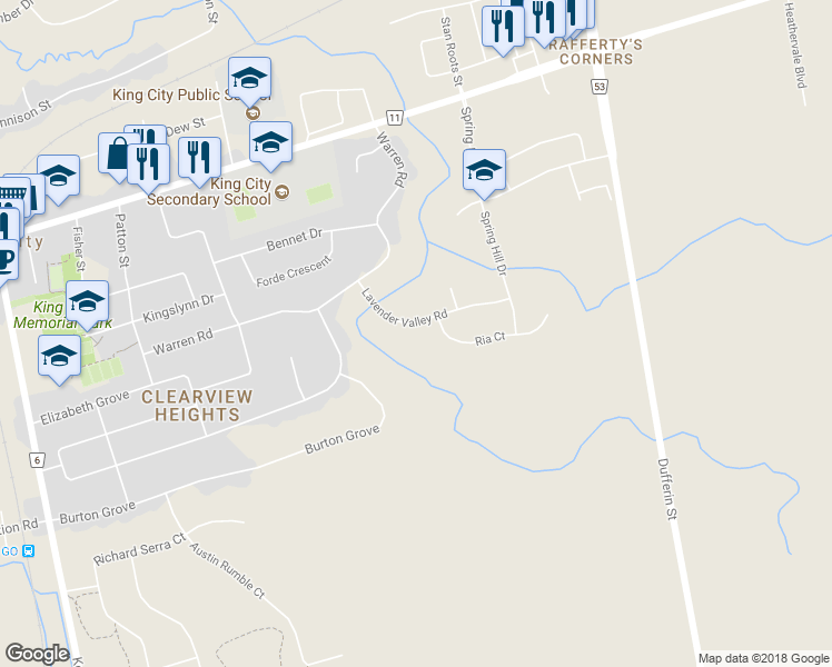 map of restaurants, bars, coffee shops, grocery stores, and more near 37 Lavender Valley Road in King City