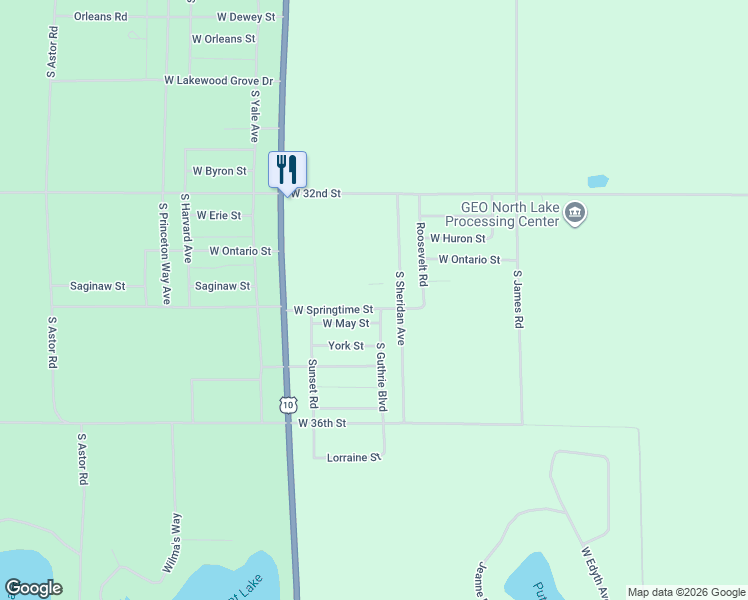 map of restaurants, bars, coffee shops, grocery stores, and more near 2323 West Springtime Street in Baldwin