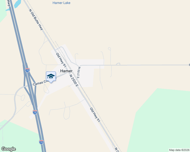 map of restaurants, bars, coffee shops, grocery stores, and more near 2091 East 2486 East in Hamer