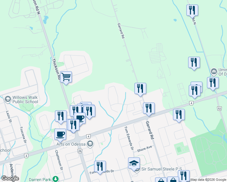 map of restaurants, bars, coffee shops, grocery stores, and more near in Whitby