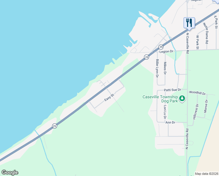 map of restaurants, bars, coffee shops, grocery stores, and more near 7345 Port Austin Road in Caseville