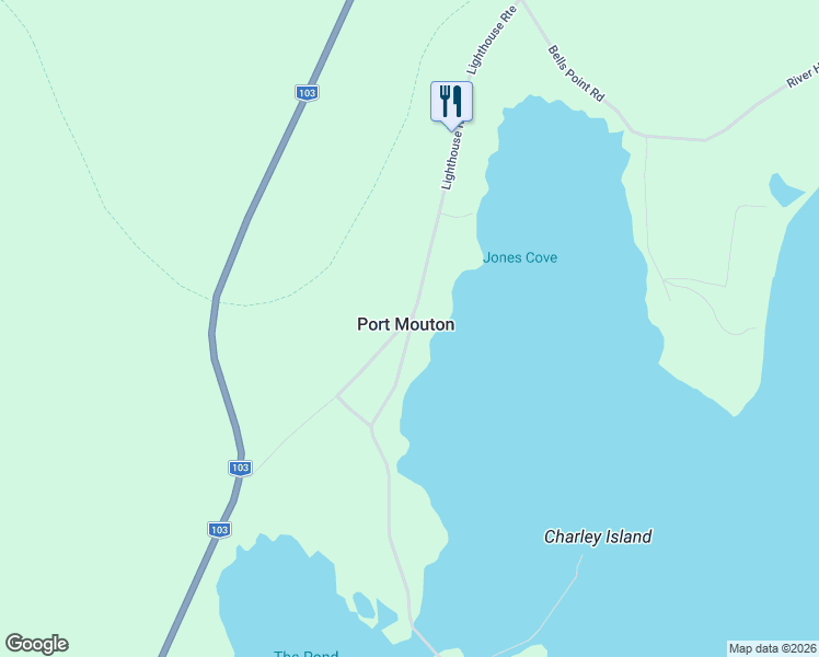 map of restaurants, bars, coffee shops, grocery stores, and more near 18 Central Port Mouton Road in Port Mouton