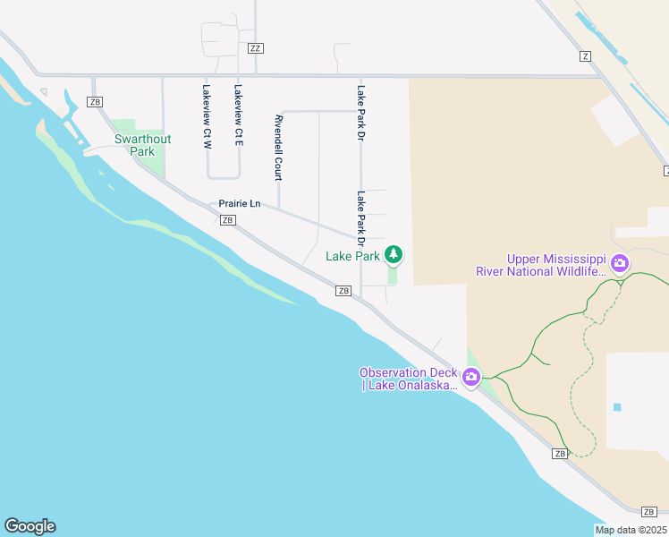 map of restaurants, bars, coffee shops, grocery stores, and more near N5717 Lake Park Drive in Onalaska