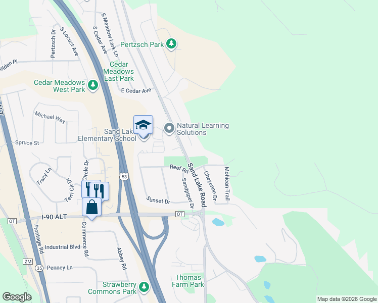 map of restaurants, bars, coffee shops, grocery stores, and more near 3707 Brook Lane in Onalaska